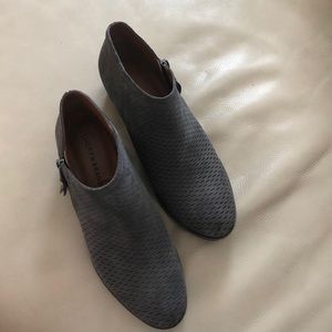 Gray zippered ankle boots